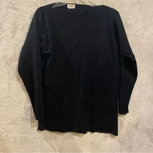 Eileen Fisher Shirt Women’s Medium Black Long Sleeve Pullover Boatneck Side Slit